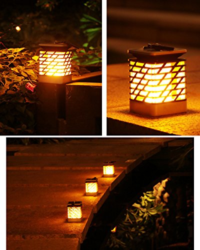 Famgee Hanging Solar LED Lantern Flickering Flame Light for Garden Pathway Deck Holiday Party Christmas Decorations Waterproof