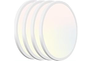 Hlite 4pack 12 inch Flush Mount LED Ceiling Light Fixture,24W 2400LM Super Slim Light Fixtures Ceiling Mount 3000K/4000K/5000K 3CCT Selectable,Ceiling Light Fixtures for Kitchen,Bedroom(White)