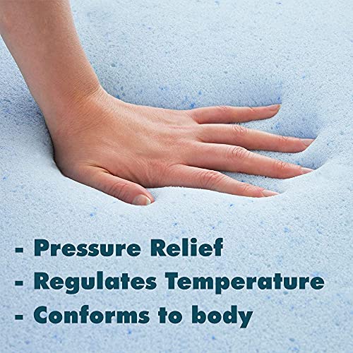 Foamma 2" x 24" x 72" Gel Memory Foam, High Density Foam Base, Cooling