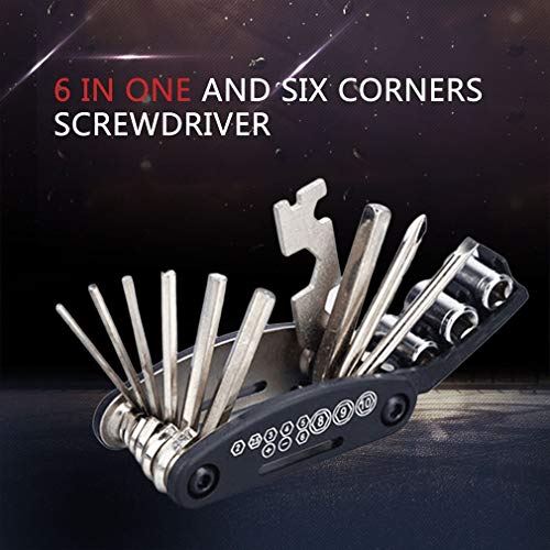 Lamijua Bicycle Repair Tool Folding Hex Spoke Wrench Mountain Cycle Screw Drive Set Kits Multifunctional Portable Riding Equipment