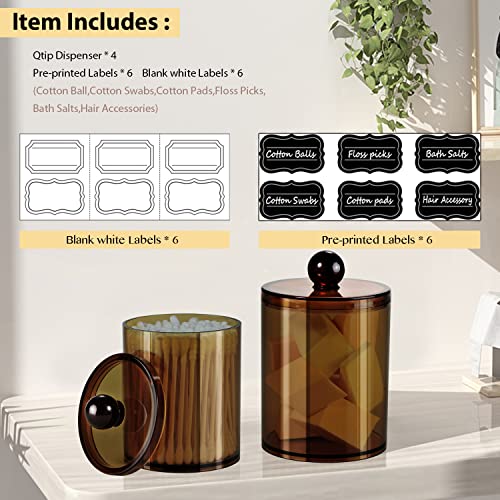 SheeChung 4 Pack Plastic Acrylic Bathroom Vanity Countertop Canister