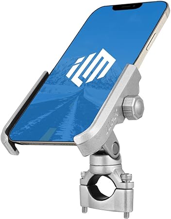 Amazon Ilmバイク スマホ ホルダー アルミ製 自転車兼用バイク スマートフォンホルダー シルバー マウントステー ホルダー 車 バイク