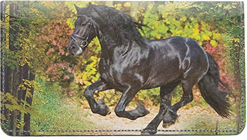 Friesian Stallions Leather Checkbook Cover - Thumbnail 3