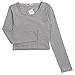 Fashion Womens Long Sleeve Crop Top Round Neck T Shirt Blouse (L, Grey)