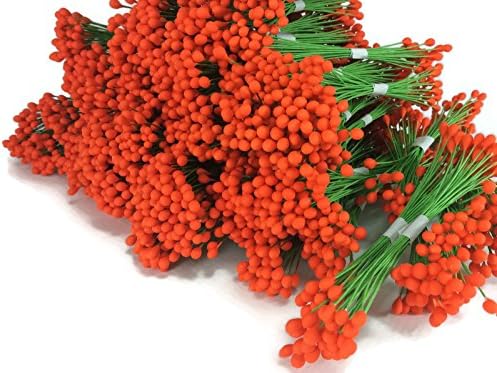 perfect2desire Stamen Pollen 4800 Heads 2400 pcs Large Size Light Orange Yellow Pollen Water Drop Flower