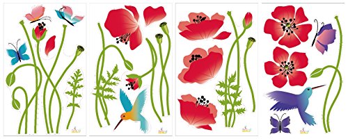 Radiant Poppies Decorative Peel & Stick Wall Art Sticker Decals