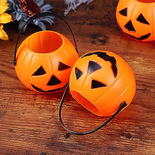 3 otters 12PCS Halloween Pumpkin Buckets, Pumpkin Candy Buckets with Handle Trick or Treat Pumpkin Baskets for Halloween Decorations Candy Bag Fillers Party Supplies