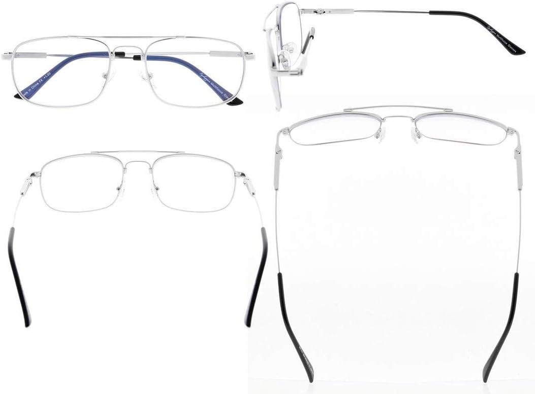 Eyekepper 3 Levels Vision Multifocus Reading Glasses UV Protection Progressive Readers Men Women Bendable Memory Frame (Silver, 1.50) - Image 3
