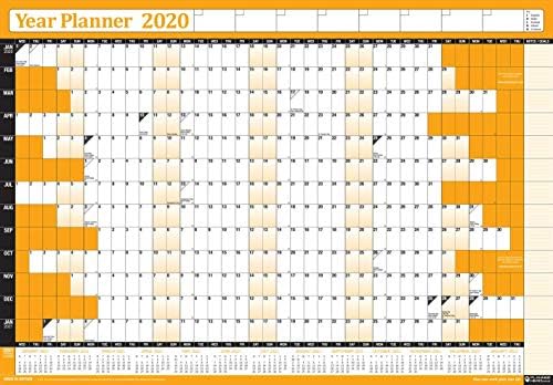 Planificador Anual De Pared Para La Oficina Y El Hogar De 2020