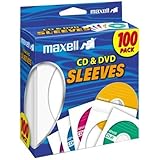 Maxell 190133 Heavy-Duty Paper with Clear Plastic Window CD & Dvd Sleeves White 100 Pack (Paper) for 12cm Formats