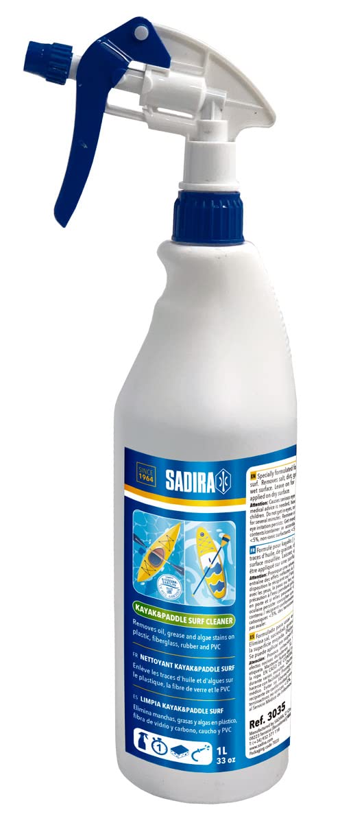 SADIRA | Kayak and paddle surf cleaner | Removes oil, grease and algae stains on plastic, fiberglass, rubber and PVC