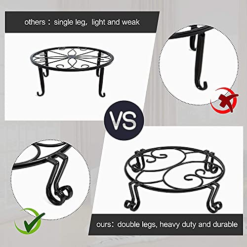 Panta 2 Pack Black Metal Plant Stands Heavy Duty Round Planter Holder