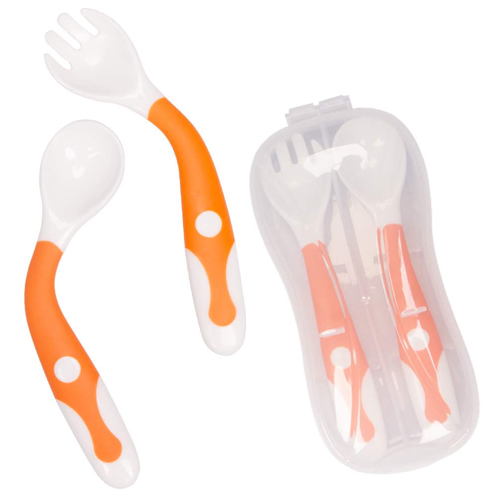 Baby Utensils Spoon Fork Set with Travel Safe Case Toddler Babies