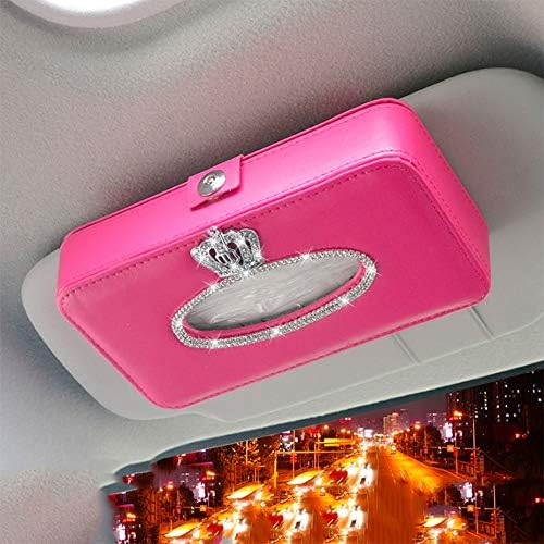 MLOVESIE Bling Bling Car Tissue Holder, Sun Visor Napkin Holder, Car Visor Tissue Holder, PU Leather Backseat Tissue case Holder for car