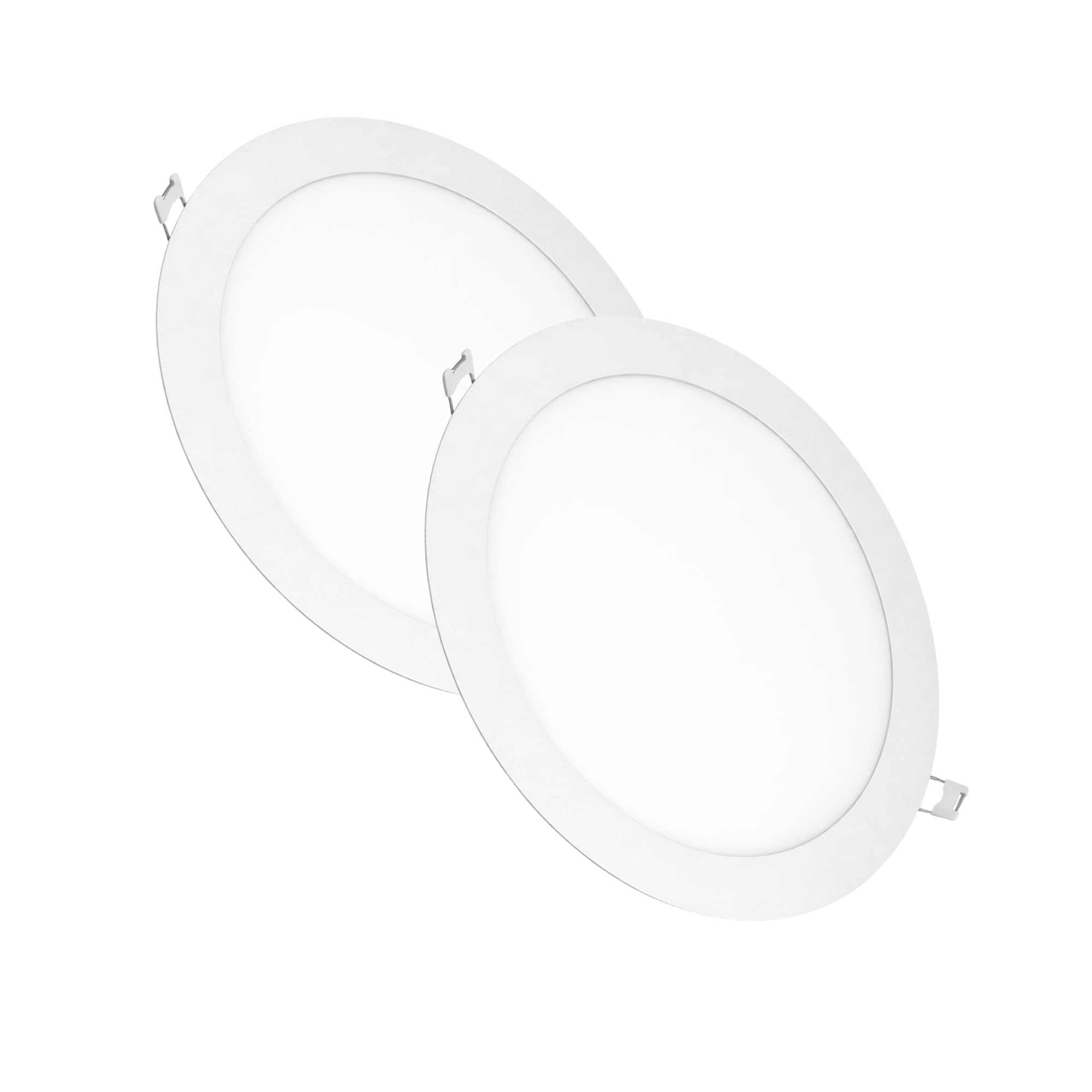JANDEI – Pack of 2 Round Recessed LED Downlights, 18W, 1500 Lumens, Extra-Flat 13 mm, Mounting Hole Ø200-205 mm, Warm White 3000K with Transformers Included