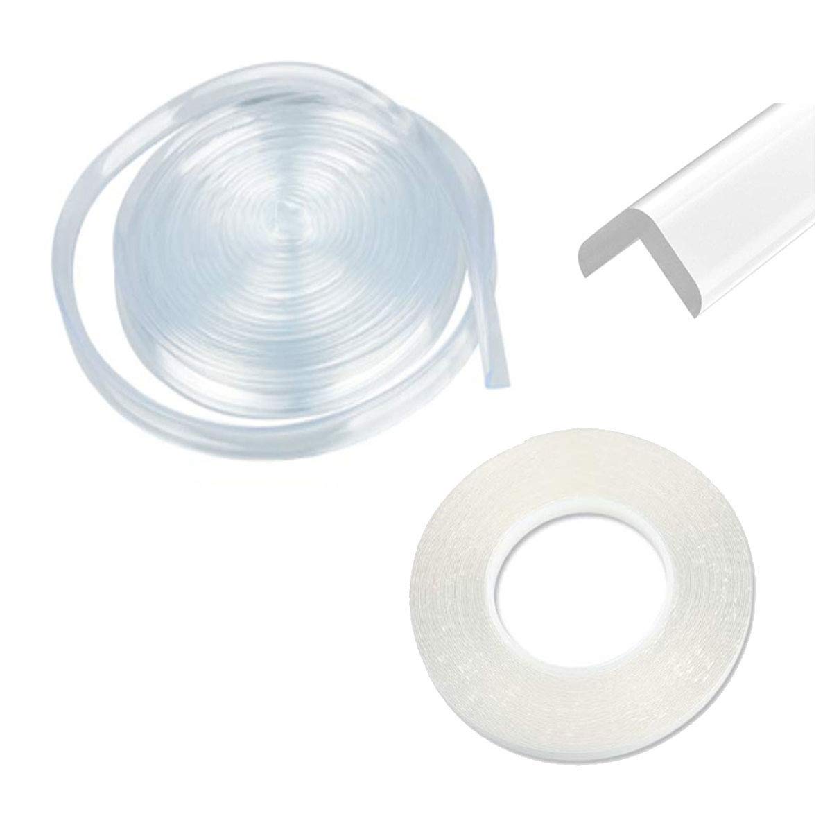 Edge Guards Child Safety, Childproof Corner Protectors, Baby Clear Table Edge Protectors for Furniture, Fireplace, Cabinet, 20ft(6m) Corner Guards Table Bumpers with Tape : Baby