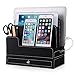 EasyAcc Double-deck Multi-device Charging Station Stand for RAVPower 6-Port USB Charger, Cellphones Tablets for iPad pro 10.5 iPhone X 8 7s plus Galaxy Note 8 S8 Leather Organization Docks- Black