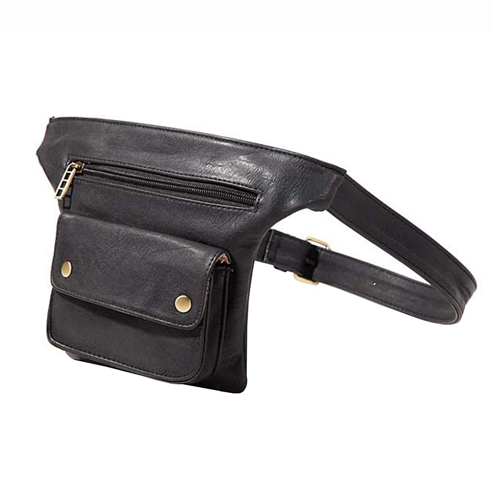 Badiya Couples Multifunction PU Leather Waist Packs with Cell Phone Pouch