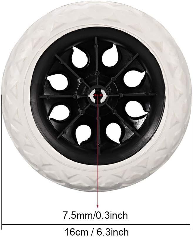 sourcing map Shopping Cart Wheel Replacement 6.5 Inch Dia Rubber Foaming Black 2pcs (Load Capacity 22Lbs Each) - Image 3