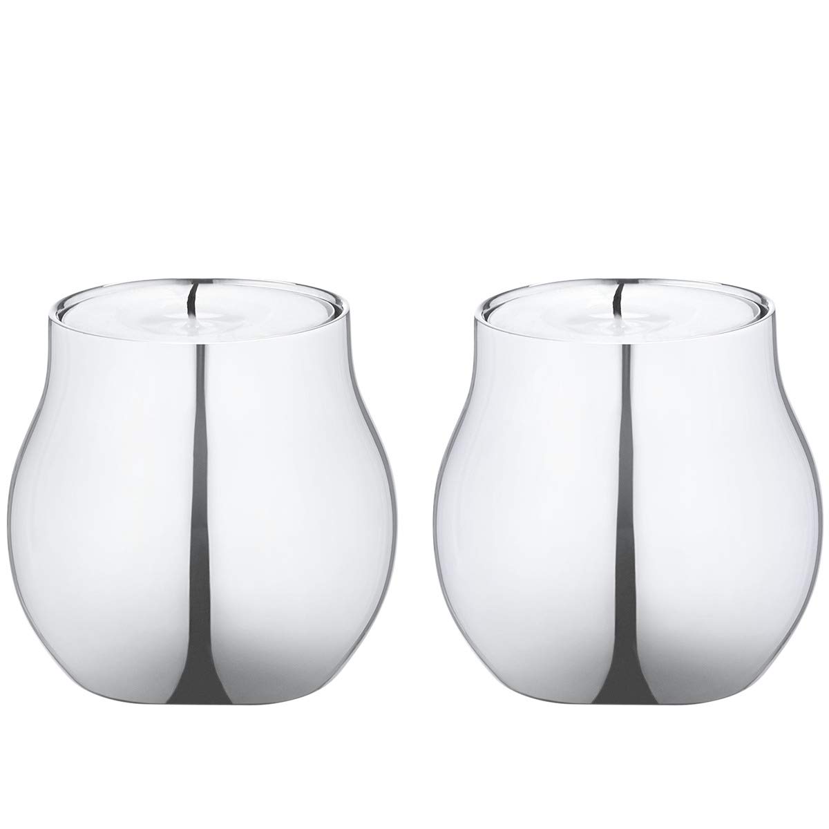Georg Jensen Cafu Tealight Candle Holder - Mirror Polished Stainless Steel - Designed by HolmbäckNordentoft Home Décor - H 5.8 x D 5.8 cm - Pack of 2