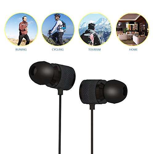 Earphones, In-Ear Earbuds Noise Isolation, Headphone,Earphones with Stereo Mic & Remote Control for Android and IPhone … (black)