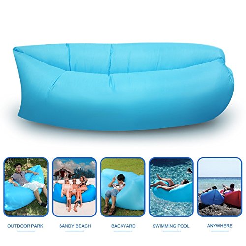 LingAo Outdoor Inflatable Hangout Portable Bag Lounger Nylon Fabric Suitable For Camping, Beach Couch Sofa (blue)