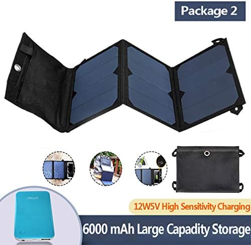 Solar Panel, Portable Solar Charger 12W Folding Board Solar Panel Charger Power Regulator 5V Solarsaga, High-Sensitivity Single Crystal Silicon Waterproof,BluePackage2