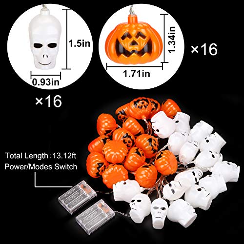 CPPSLEE Halloween Decorations Lights, 32 LED Halloween Pumpkin Skull