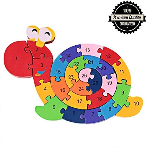 Blocks Jigsaw Puzzles, Casety Snail Wooden Alphabet Letters Numbers Preschool Educational Toys Jigsaw Puzzle Block Toys for Preschool Children Boys Girls Kids Baby Birthday Gift