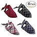 Dog Bandana,[4 Pack] Cotton Plaid Machine Washable Triangle Bibs Scarfs Accessories Set for Small to Large Dog/Cat