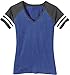 Joe's USA(tm) Ladies Distressed Retro V-Neck T-Shirt-Royal Charcoal-2XL