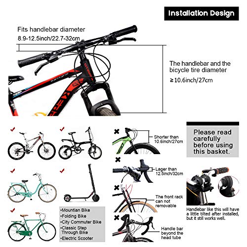 image for ANZOME Dogs Carrier Bike Basket, Handlebar Basket Folding Front Remova