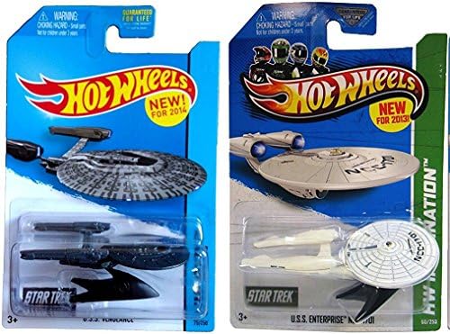 2 Star Trek Hot Wheels Set USS Enterprise Star Ships &amp; USS Vengeance HW Space Team NCC-1701 IN PROTECTIVE CASES