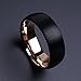 King Will Duo 8mm Men Black Tungsten Carbide Ring Matte Brushed Dome 18K Rose Gold Plated Wedding Band