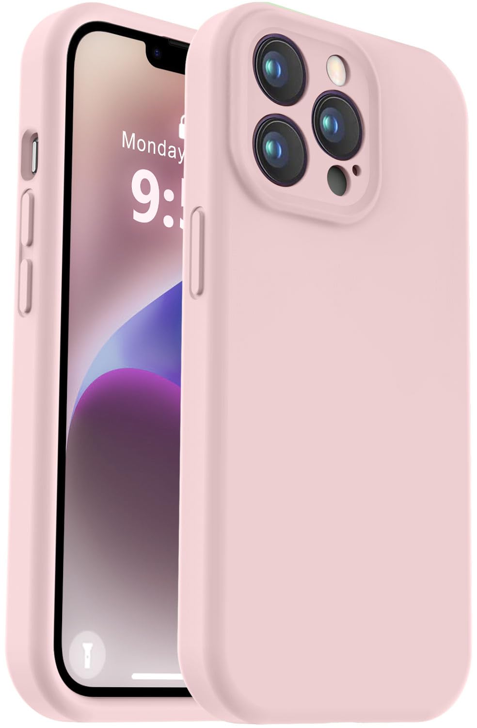 Photo 1 of Vooii Compatible with iPhone 13 Pro Case, Liquid Silicone Upgrade [Camera Protection] [Soft Anti-Scratch Microfiber Lining] Shockproof Phone Case for iPhone 13 Pro 6.1 inch - Pink Sand