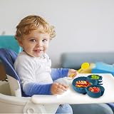 Vicloon Baby Suction Plate Dark Blue Silicone Non Slip Divided Plate view 8