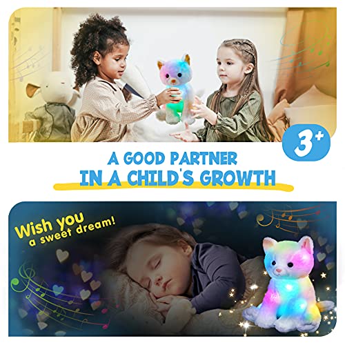 Houwsbaby LED Musical Stuffed Animal Kitty Floppy Singing Light Up Cat