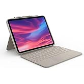 Logitech - Combo Touch Keyboard and Trackpad Case for Apple iPad - (10th Gen) with Detachable Backlit Keyboard - Sand (Renewed)