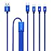 JASTEK Multi Charging Cable, 3.3 Feet (1M) 4 in 1 Braided Multiple Charging Cable Alluminum Adapter Connector with Type C, 2x 8 Pin Lighting, Micro USB for Universal Use - Blue