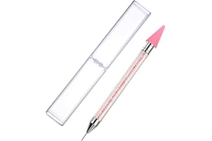 ZXUY Dual Ended Nail Rhinestones Picker Dotting Tools Nail Art Design Dotting Pen,DIY Nail Art Decoration Wax Tip Pencil for Gems Crystals Studs Beads (Acrylic Pink)