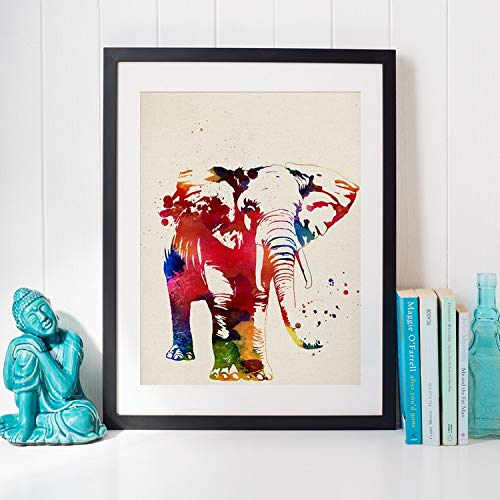 Nacnic Elephant Poster with watercolor design. Mix with watercolor style sheets for interior decoration. A4 size