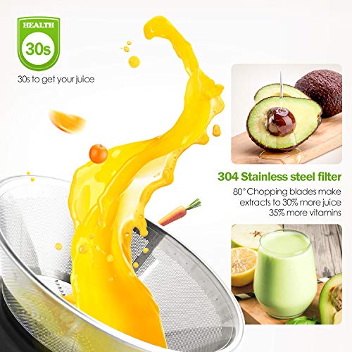 Homever Juicer for Fruits and Vegetables, Centrifugal Juicer with Juice Cup, Wide Mouth Juice Machine, BPA-Free Stainless Steel 2 High Speed Juicer, Easy to Clean, Dishwasher Safe, Anti-slip Function