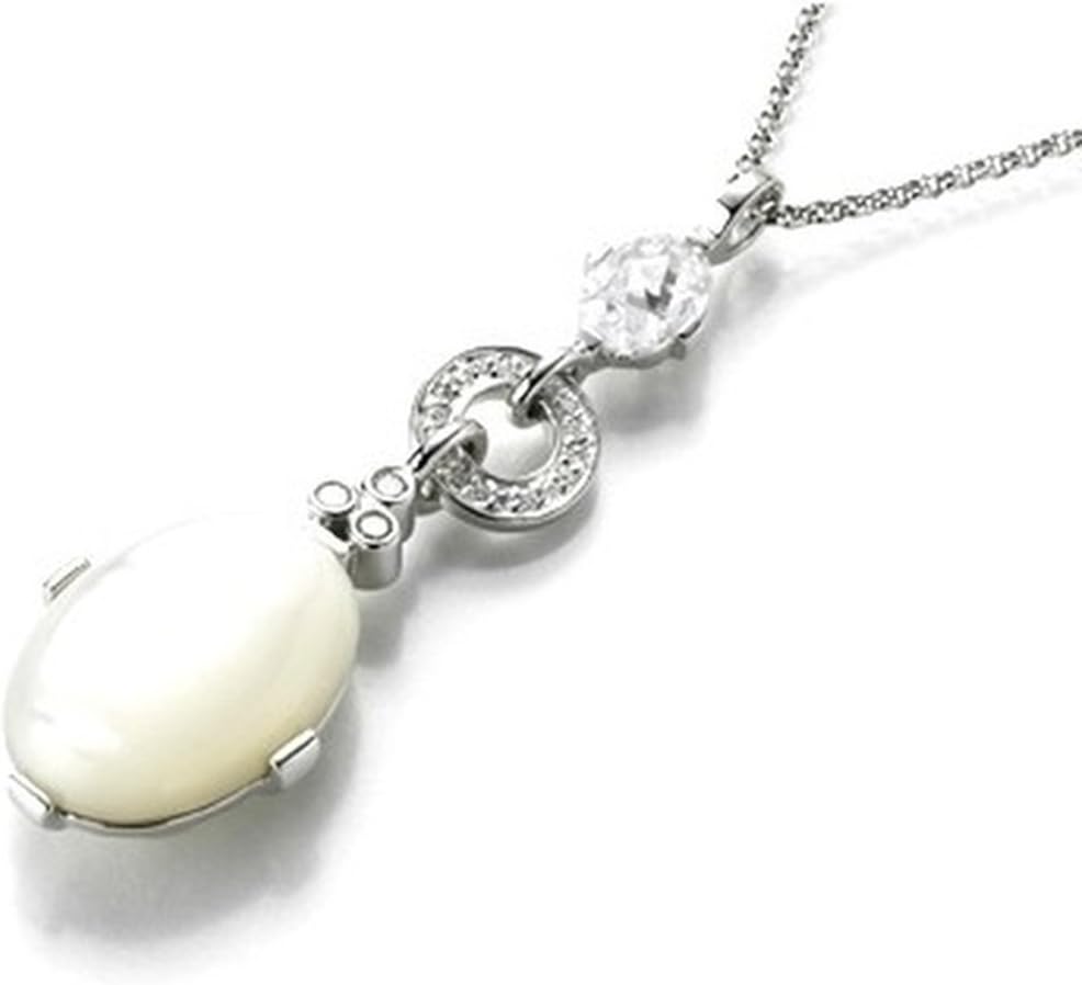 Giorgio Martello 906829430 synth, Ladies Silver Pearl Collier with and White Zircons