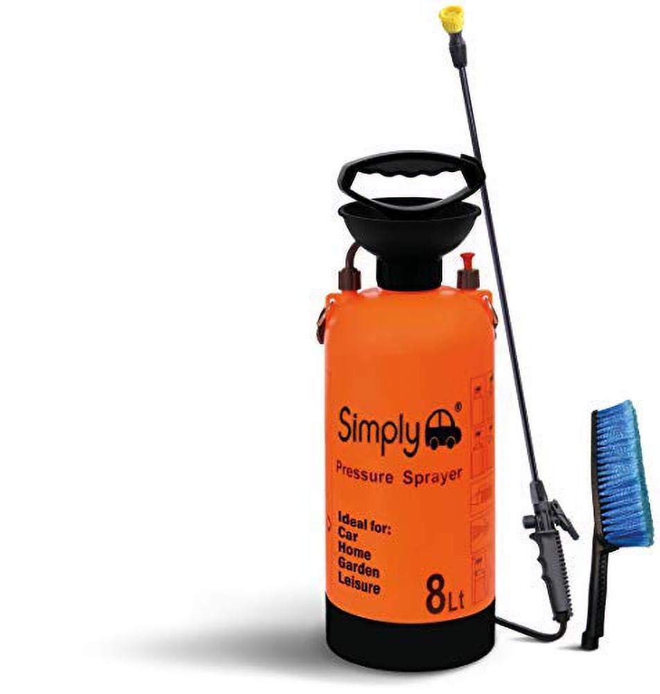 Simply PPS08 Portable 8L Pressure Washer with Brush Hose Attachment - Lightweight & Durable for Vehicles, Gardens & Decking