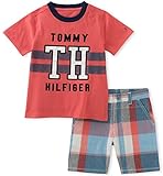 Tommy Hilfiger Toddler Boys' 2 Piece Short Set, Coral, 4T