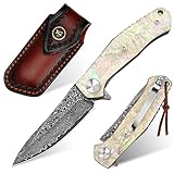 Benkey Damascus Pocket Knife, Extremely Sharp VG10