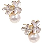 Pearl Earrings- Natural Freshwater Cultured Pearl Studs, 925 Sterling Silver 18K Gold Plated Hypoallergenic Brides Earrings for Women, Fashion Wedding Jewelry (Gold)1