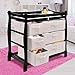 Costzon Baby Changing Table, Infant Diaper Changing Table Organization, Newborn Nursery Station with Pad, Sleigh Style Nursery Dresser Changing Table with Hamper/ 6 Baskets (Black)