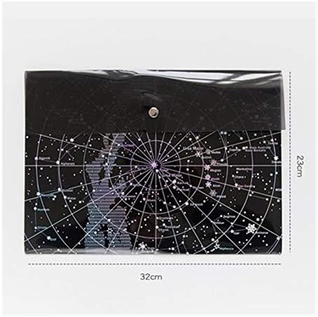 A4 Fantasy Star Storage Bag Bronze Laser Transparent Pocket PP File Bag Originality Folder School Stationery Support Kawaii (Color : Black TOU leishe)