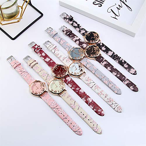 WoCoo Analog Watch,Fashion Floral Printed Wristwatch Flower Dial Watches Leather Band,Reloj de dama,Gifts for Goddess(Light blue，Gifts for Goddess) - Thumbnail 2